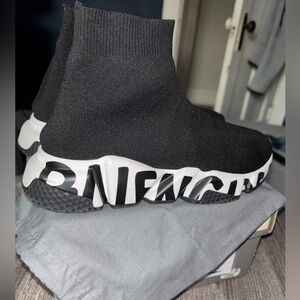 Balenciaga Black Speedy Trainers graffiti